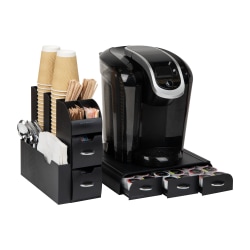 Mind Reader Single Serve Coffee Pod Drawer and Cup Condiment Set, 2 Pcs, 11-3/20"H x 11-1/4"W x 5-7/20"D, Black