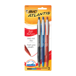ballpoint retractable atlantis pens bic bold mm assorted point pack colors medium