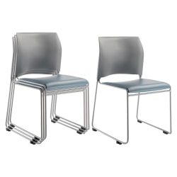 National Public Seating The Cafetorium Stackable Chairs, Blue Gray/Gray/Chrome, Set Of 4