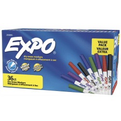 EXPO® Low-Odor Ultra-Fine Tip Dry-Erase Markers, Assorted Colors, Pack Of 36