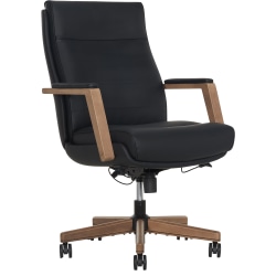 Thomasville Fendley Ergonomic Vegan Leather Mid-Back Office Chair (Black/Brown)