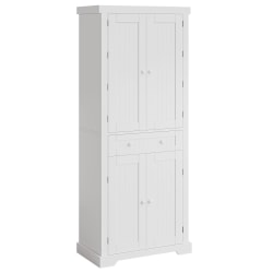 Bestier 72&quot;H 6-Shelf Storage Cabinet with Doors, Adjustable Shelves &amp; Drawer, Food Pantry Cabinet with Motion Sensor Light, Freestanding Bookcase, White