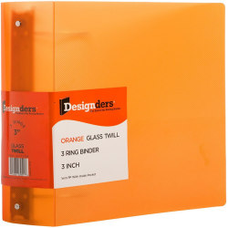 JAM PAPER 3 Ring Plastic Binder, 3 inch, Orange, Sold Individually
