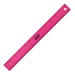 JAM Paper® Non-Skid Stainless-Steel Ruler, 12&quot;, Fuchsia Pink