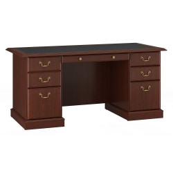 Bush Furniture Saratoga Executive 66&quot;W Computer Desk, Harvest Cherry/Black, Standard Delivery