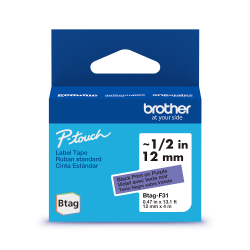 Brother P-touch Btag Label Tape, BTAGF31, 0.47 in by 13.1 ft, Black on Purple