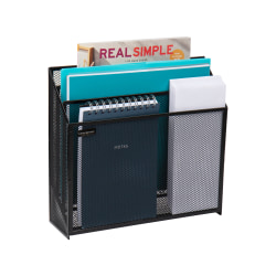 Mind Reader Network Collection 3-Tier Vertical File Storage Basket, Letter Size, 11-1/2&rdquo;H x 3-3/4&rdquo;W x 12-1/2&rdquo;D, Black