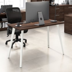 Bush Business Furniture Vista 48&quot;W Computer Desk with Splayed Metal Legs, Black Walnut, Standard Delivery
