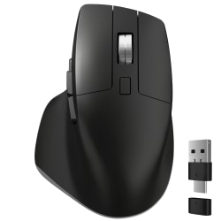 Delton S18 Ergonomic Wireless Mouse With USB-A/USB-C Dongle, Black