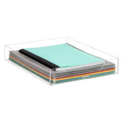 Mind Reader Acrylic Paper Tray Desktop Organizer, 2"H x 12-1/2"W x 10-1/4"D, Clear