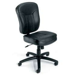 Boss Office Products LeatherPlus Mid-Back Multifunction Armless Task Chair, Black