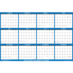 2026 SwiftGlimpse Yearly Erasable Wall Calendar, 48&quot; x 72&quot;, White/Navy, January To December