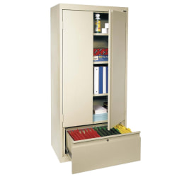 Sandusky Full Height Steel Storage Cabinet With Drawer 64 H X 30 W X 18 D Putty Office Depot