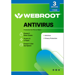 Webroot Internet Security with Antivirus Protection  | 3 Device | 1 Year Subscription