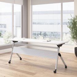 Bush Business Furniture Envision 72"W Folding Training Table, White/Cool Gray Metallic, Standard Delivery
