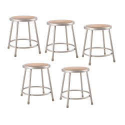 National Public Seating Hardboard Task Stool 18"H, Gray Seat/Gray Frame, Set of 5