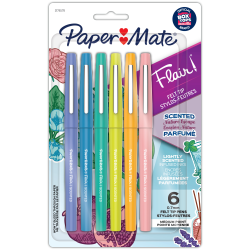 Paper Mate Flair Scented Felt-Tip Pens, Pack Of 6 Pens, Medium Tips, 0.7 mm, Assorted Nature Escape Scents And Colors