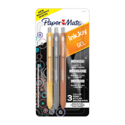 Paper Mate InkJoy Gel Pens, Metallic Pens, Retractable, Medium Point (0.8mm) Assorted Colors, 3 Count