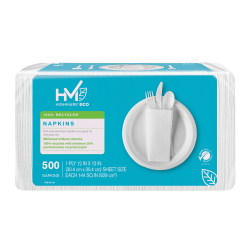 Highmark® ECO Napkins, 12" x 12", 100% Recycled, White, Pack Of 500