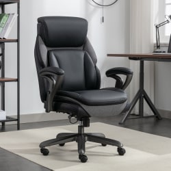 Serta® SmartLayers&trade; Everett Big &amp; Tall Ergonomic Vegan Leather High-Back Executive Office Chair, Black/Dark Gray, BIFMA Compliant