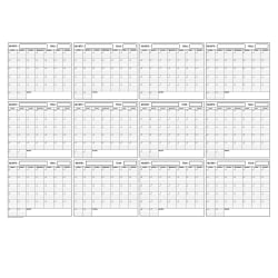 SwiftGlimpse Yearly Wall Calendar Planner, 36&rdquo; x 48&rdquo;, Black/White, Undated