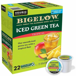 Bigelow Tropical Iced Green Tea Brew Over Ice K-Cup Pods Green Tea, Ice Tea K-Cup - 22 K-Cup - 4 Pack