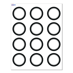 Avery® Print-To-The-Edge Cards With Sure Feed® Technology, S00-D2C-PRMWC10, Round, 2&quot;, Matte White, Preprinted Double Black Border Design, Pack Of 120