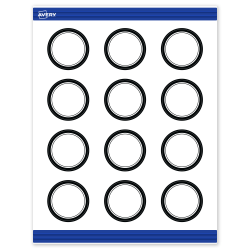 Avery® Printable Round Cards With Sure Feed® Technology, 2", Matte White With Preprinted Black Border Design, Pack Of 120