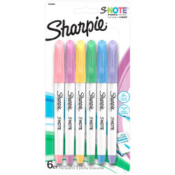 Sharpie® S-Note Highlighters, Chisel Tip, Assorted Ink, White Barrel, Pack Of 6 Highlighters