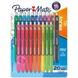 Paper Mate® InkJoy® Gel Pens, Medium Point, 0.7 mm, Assorted Colors, Pack Of 20