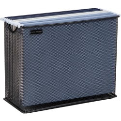 Mind Reader Vertical File Storage Basket, 10”H x 5-1/2”W x 12-1/4”D, Black
