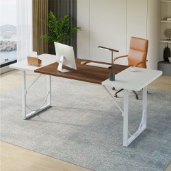 Pinmoco 63" Ergonomic Engineered Wood Modern Home Office Computer Desk, White, H106516NANCAB