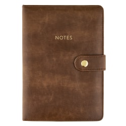 6x8 Deluxe Journal Brown PU w Snap Closure - Office Depot