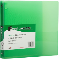 JAM PAPER 3 Ring Plastic Binder, 0.75 inch, Green, Sold Individually