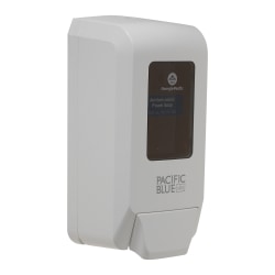 Pacific Blue Ultra® Wall-Mount Manual Soap & Sanitizer Dispenser, 11.49"H x 5.66"W x 4"D, White, 1 Dispenser