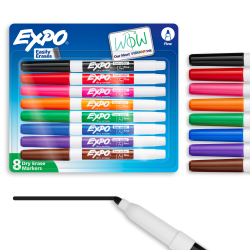 EXPO® Low-Odor Dry-Erase Markers, Fine Point, Assorted Colors, Pack Of 8