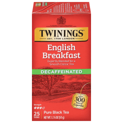 Twinings® English Breakfast Decaf Tea Bags, 25/Box