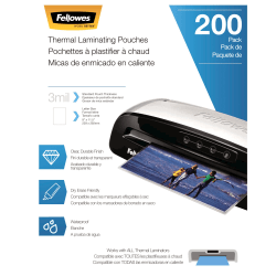 Fellowes® Thermal Laminating Pouches, Letter, 3 mil, 11 1/2&quot; x 9&quot;, Clear, Pack Of 200