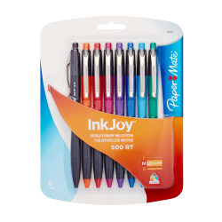 inkjoy retractable mate paper pens 500rt rt assorted barrels ink mm point pack colors medium officedepot