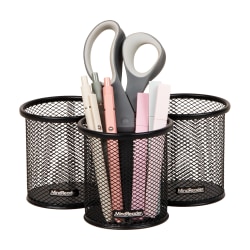 Mind Reader Pen and Accessories Holder 3-3/4"H x 3-1/2"W x 3-1/2"D, Black, Pack Of 3 Paper Clip Holders