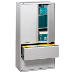 Hon 800 Series Storage Cabinet With Lateral File 36 Wide Light Gray Office Depot