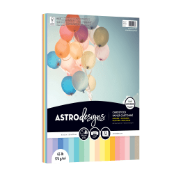 Astrodesigns Color Cardstock, Pastel Starter Pack Assortment, Letter (8-1/2&quot; x 11&quot;), 65 Lb, Pack Of 72 Sheets