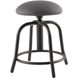 National Public Seating® 18&quot;, 25&quot;H Adjustable Designer Stool, 3&quot; Padded Charcoal Fabric Seat, Black Frame