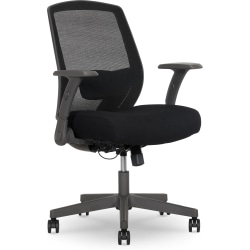 Serta SitTrue Rayne Ergonomic Mesh and Fabric Mid-Back Task Chair with Memory Foam Seat and Adjustable Lumbar Support, Black