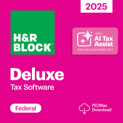 H&amp;R Block Deluxe Tax Software, 2025, Windows/Mac, Download