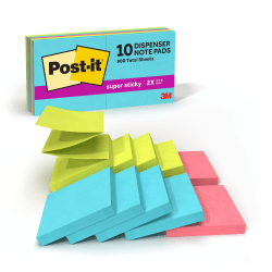 Post-it® Super Sticky Pop Up Notes, 10 Pads, 3 in x 3 in, 2x the Sticking Power, School Supplies and Office Products, Sticky Notes  - R33010SSMIA