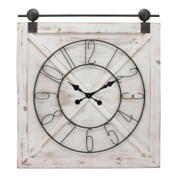 Photo 1 of FirsTime & Co.® Farmstead Barn Door Wall Clock, Whitewash/Metallic Gray/Black