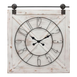 Photo 1 of FirsTime & Co.® Farmstead Barn Door Wall Clock, Whitewash/Metallic Gray/Black