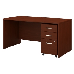 Bush Business Furniture Series C Components 60"W Office Computer Desk With 3-Drawer Mobile File Cabinet, Mahogany, Standard Delivery