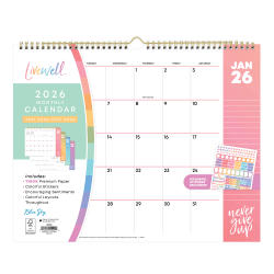 2026 Blue Sky LiveWell&trade; Monthly Wall Calendar, 15&rdquo; x 12&rdquo;, Colors, January To December, 153904